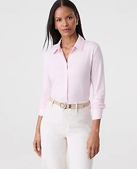 Ann Taylor Petite Button Down Shirt Size Medium Pink Ribbon Women's