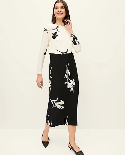 Ann Taylor Mixed Floral Sheath Dress Winter White Women's