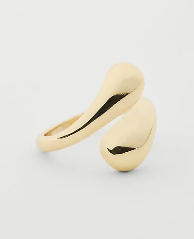 Ann Taylor Metal Teardrop Wrap Ring Goldtone Women's