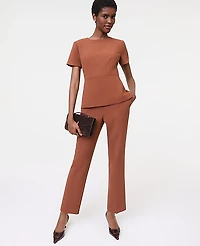 Ann Taylor The Petite Relaxed Ankle Pant in Textured Crepe Size 4 Tortoise Shell Brown Women's