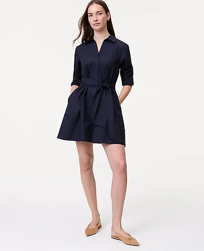 Ann Taylor Weekend Belted Mini Shirtdress Size Medium Night Sky Women's