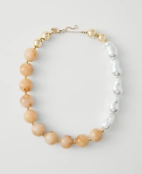 Ann Taylor Pearlized Stone Statement Necklace Ivory Women's