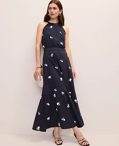 Ann Taylor Sequin Embellished Tiered Maxi Skirt Night Sky Women's