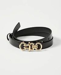 Ann Taylor Leather Sculptural Buckle Belt Size XL Black Women's