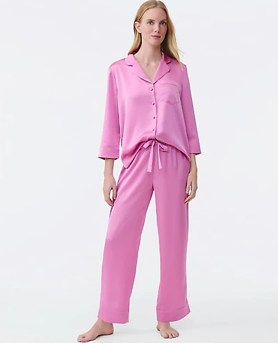Ann Taylor Satin Pajama Set Dusty Mauve Women's