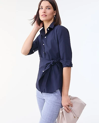 Ann Taylor Tie Waist Button Down Shirt Women's
