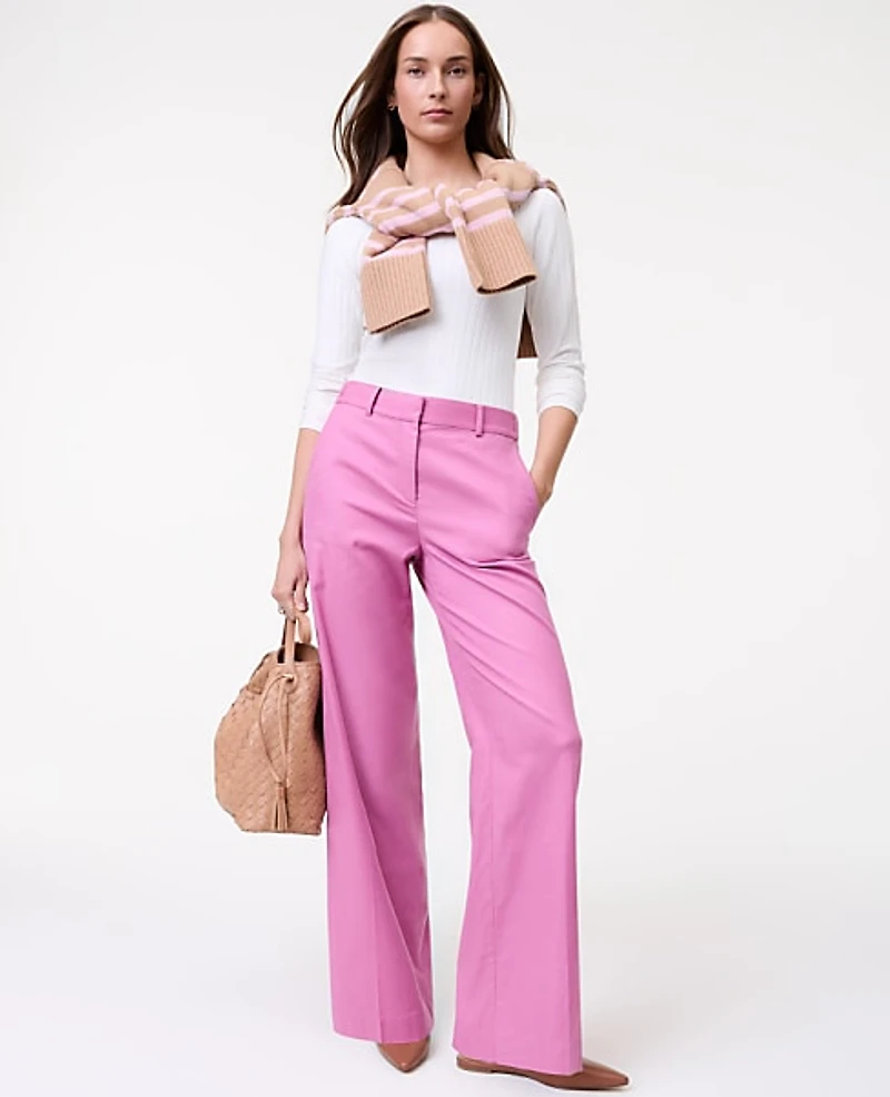 Ann Taylor Petite Weekend Everyday Wide-Leg Pant Size 10 Dusty Mauve Women's