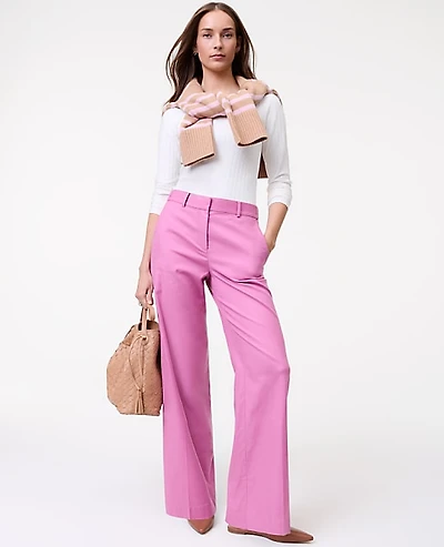 Ann Taylor Petite Weekend Everyday Wide-Leg Pant Size 10 Dusty Mauve Women's