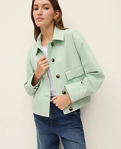 Ann Taylor Weekend Shirt Jacket Aqua Foam Women's