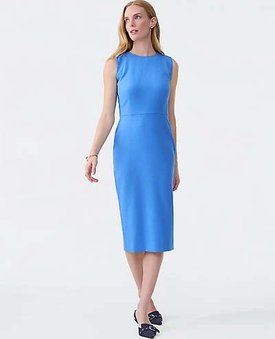 Ann Taylor The Petite Crew Neck Sheath Dress Luxe Twill Bluebird Melange Women's