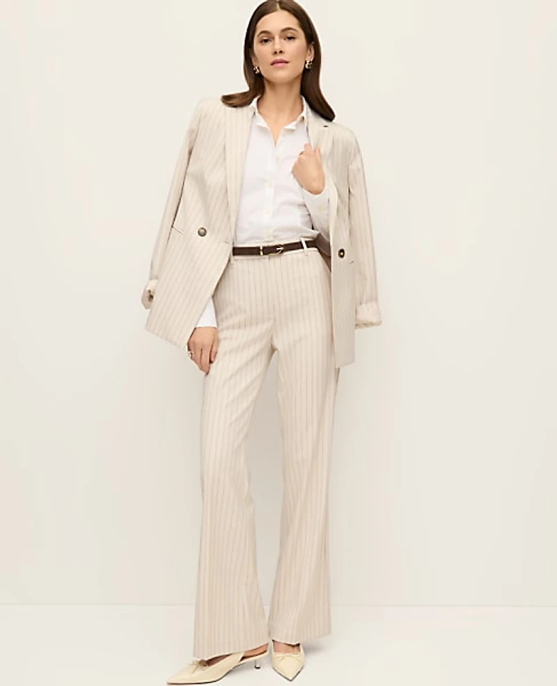 Ann Taylor The Flare Trouser Pinstripe Cream Multi Women's