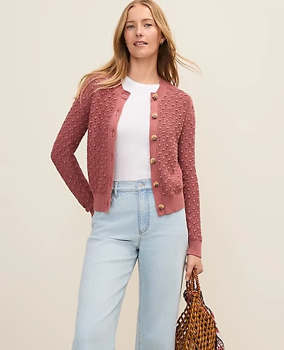 Ann Taylor Weekend Popcorn Stitch Cardigan Women's