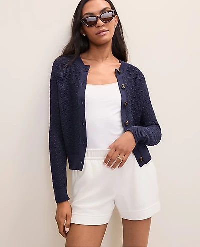 Ann Taylor Weekend Popcorn Stitch Cardigan Women's