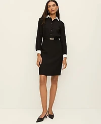 Ann Taylor Petite Belted Sheath Dress Size 14 Black Women's