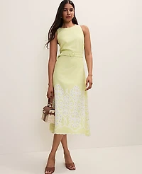 Ann Taylor Eyelet Halter Midi Dress Lime Slice Women's