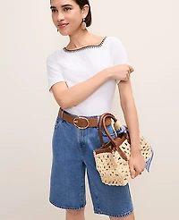 Ann Taylor Crochet Trim T-Shirt White Women's