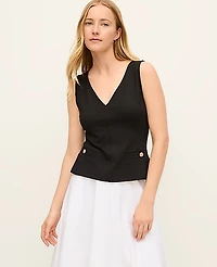 Ann Taylor Petite V-Neck Pocket Shell Top Black Women's