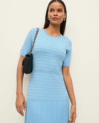 Ann Taylor Petite Mixed Stitch Sweater Dress Sky Gazing Women's