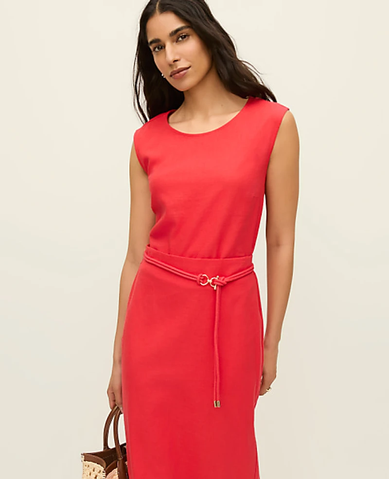 Ann Taylor Petite Linen Blend Cropped Top Smoldering Red Women's