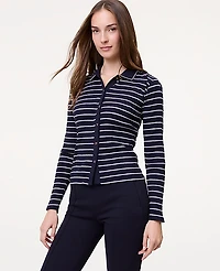 Ann Taylor Weekend Striped Polo Shirt Women's