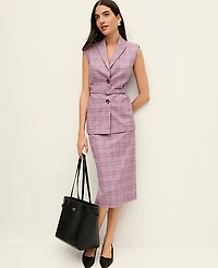 Ann Taylor The Pencil Skirt Plaid Purple Multi Women's