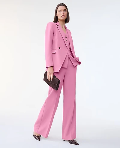 Ann Taylor The Petite Wide-Leg Flare Trouser Fluid Crepe Smokey Rose Women's