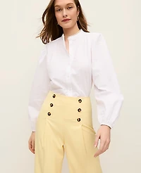 Ann Taylor Petite Embroidered Collar Blouse Size Large White Women's