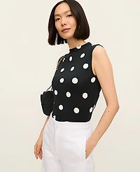 Ann Taylor Dotted Mock Neck Tank Top Size 2XL Black Women's