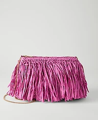 Ann Taylor Raffia Fringe Clutch Handbag Women's