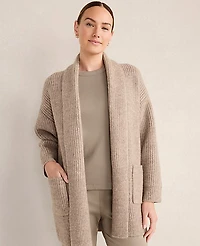 Ann Taylor Haven Well Within Lofty Knit Shawl Collar Cardigan Size Small Dark Navy Heather Women's