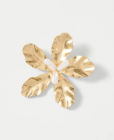 Ann Taylor Metal Flower Brooch Goldtone Women's
