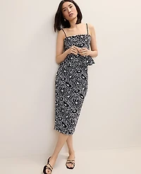 Ann Taylor Embroidered Column Midi Skirt Black Women's