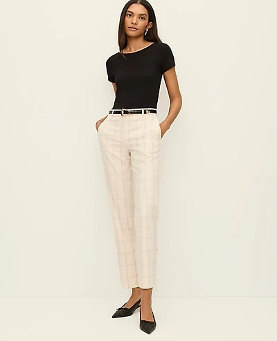 Ann Taylor The Petite Eva Ankle Pant in Windowpane Size 10 Ivory/Black Combo Women's