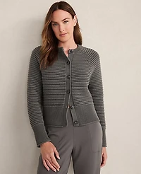 Ann Taylor Haven Well Within Organic Cotton Horizontal Stitch Cardigan Rainwash Blue Women's