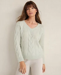 Ann Taylor Haven Well Within Lofty Knit V-Neck Sweater Crisp Sea Green Women's