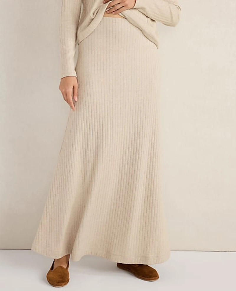 Ann Taylor Haven Well Within Lurex Rib Knit Maxi Skirt Champagne Metallic Women's