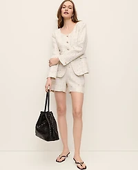 Ann Taylor The Petite Side Zip Short Tweed Ivory Multi Women's