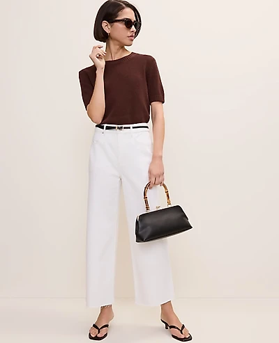 Ann Taylor The Wide-Leg Crop Jean Size 12 White Women's