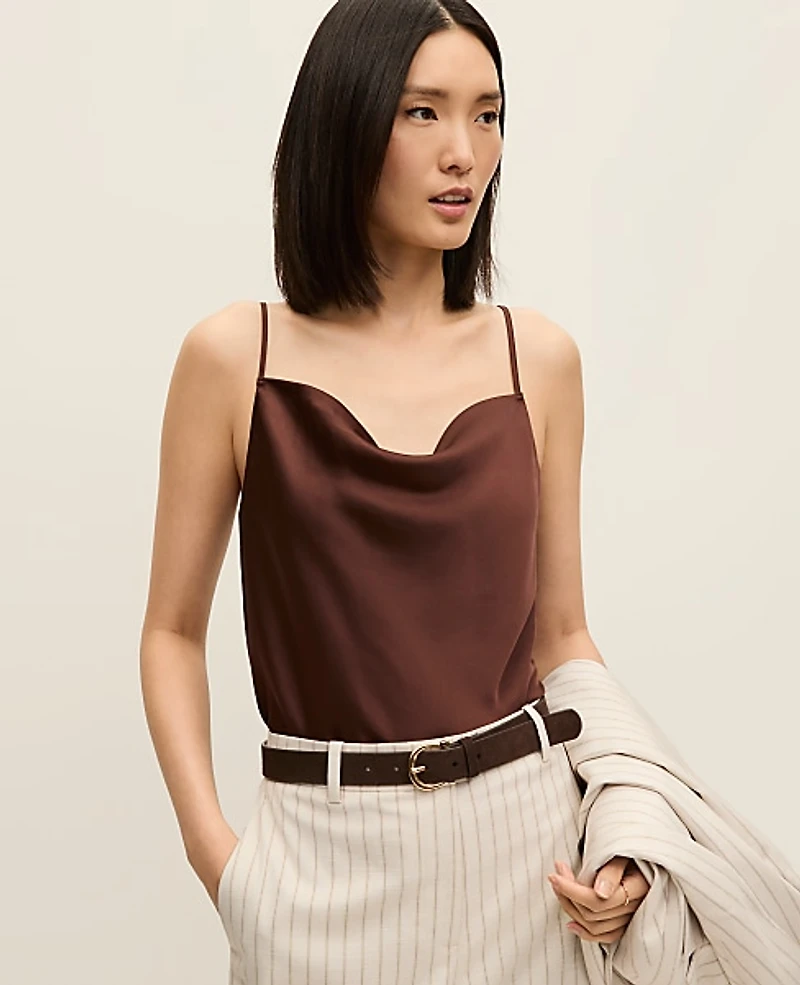 Ann Taylor Satin Cowl Neck Tank Top Women's