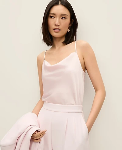 Ann Taylor Satin Cowl Neck Tank Top Women's