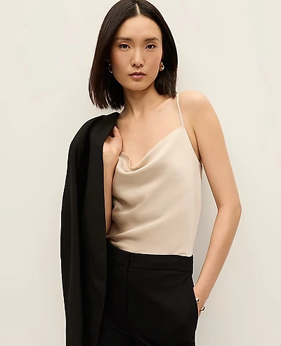 Ann Taylor Satin Cowl Neck Tank Top Women's