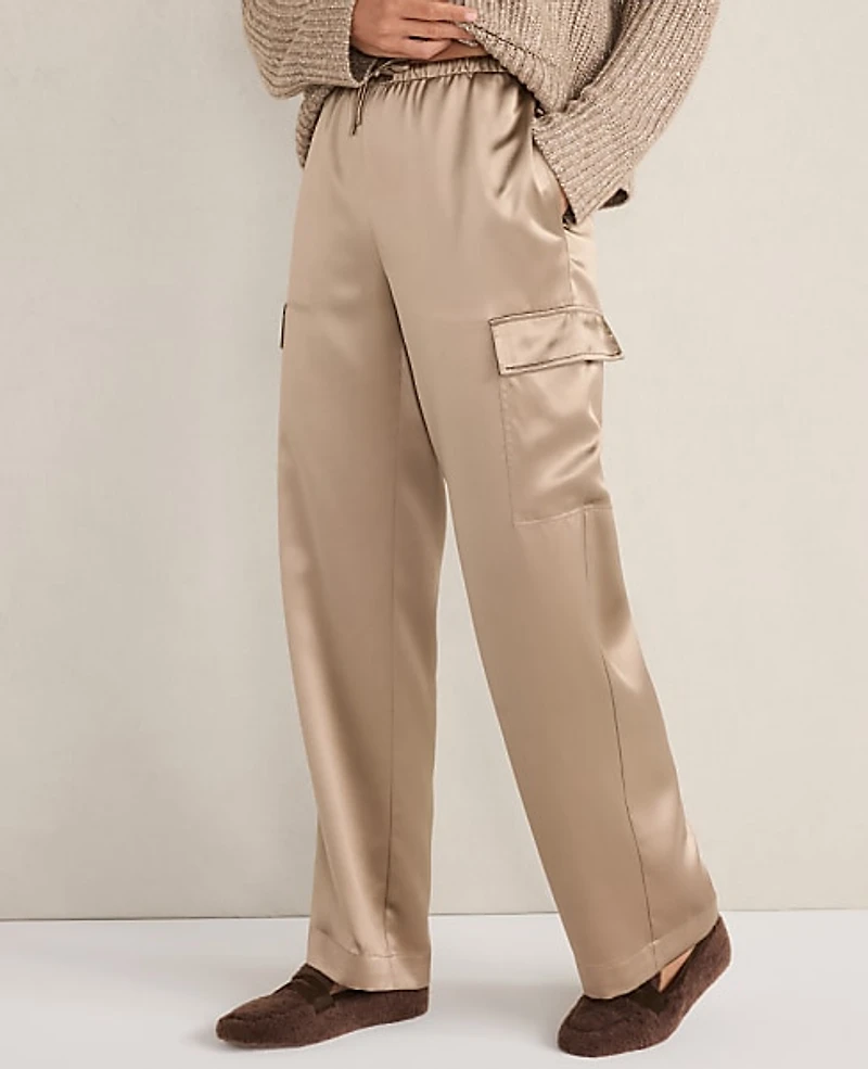 Ann Taylor 40MM SILK CARGO PANT Dark Navy Women's