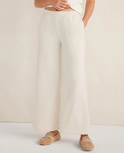 Ann Taylor Haven Well Within Brushed Terry Wide Leg Pants Full Moon Grey Women's