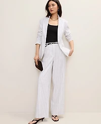 Ann Taylor The Pinstripe Wide-Leg Pant Linen Blend White Women's