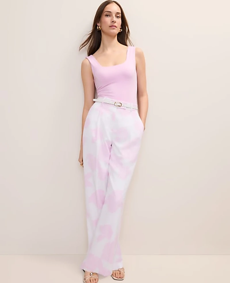 Ann Taylor The Petite Pleated Floral Pant White - Pirouette Women's