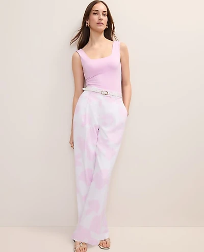 Ann Taylor The Petite Pleated Floral Pant White - Pirouette Women's