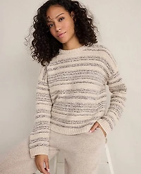Ann Taylor Haven Well Within Cashmere Striped Crewneck Slate heather Women's