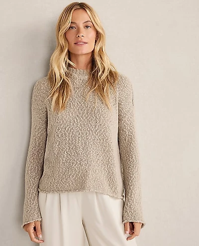 Ann Taylor Haven Well Within Marled Cashmere Crewneck Pullover Ecru Women's