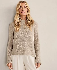 Ann Taylor Haven Well Within Marled Cashmere Crewneck Pullover Ecru Women's