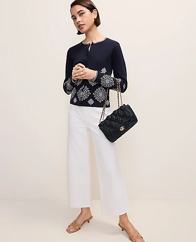 Ann Taylor Embroidered Cardigan Night Sky Women's